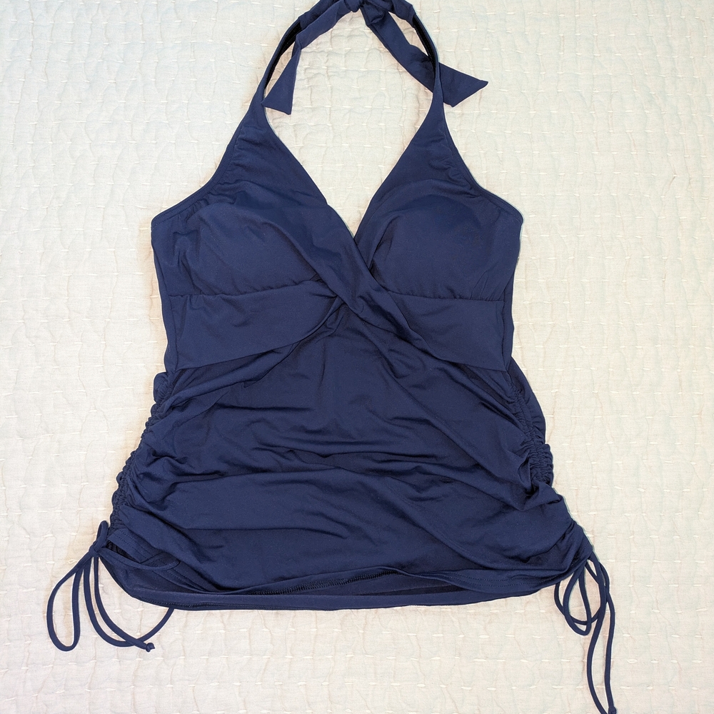 Lands' End Navy Halter Tankini Swim Top